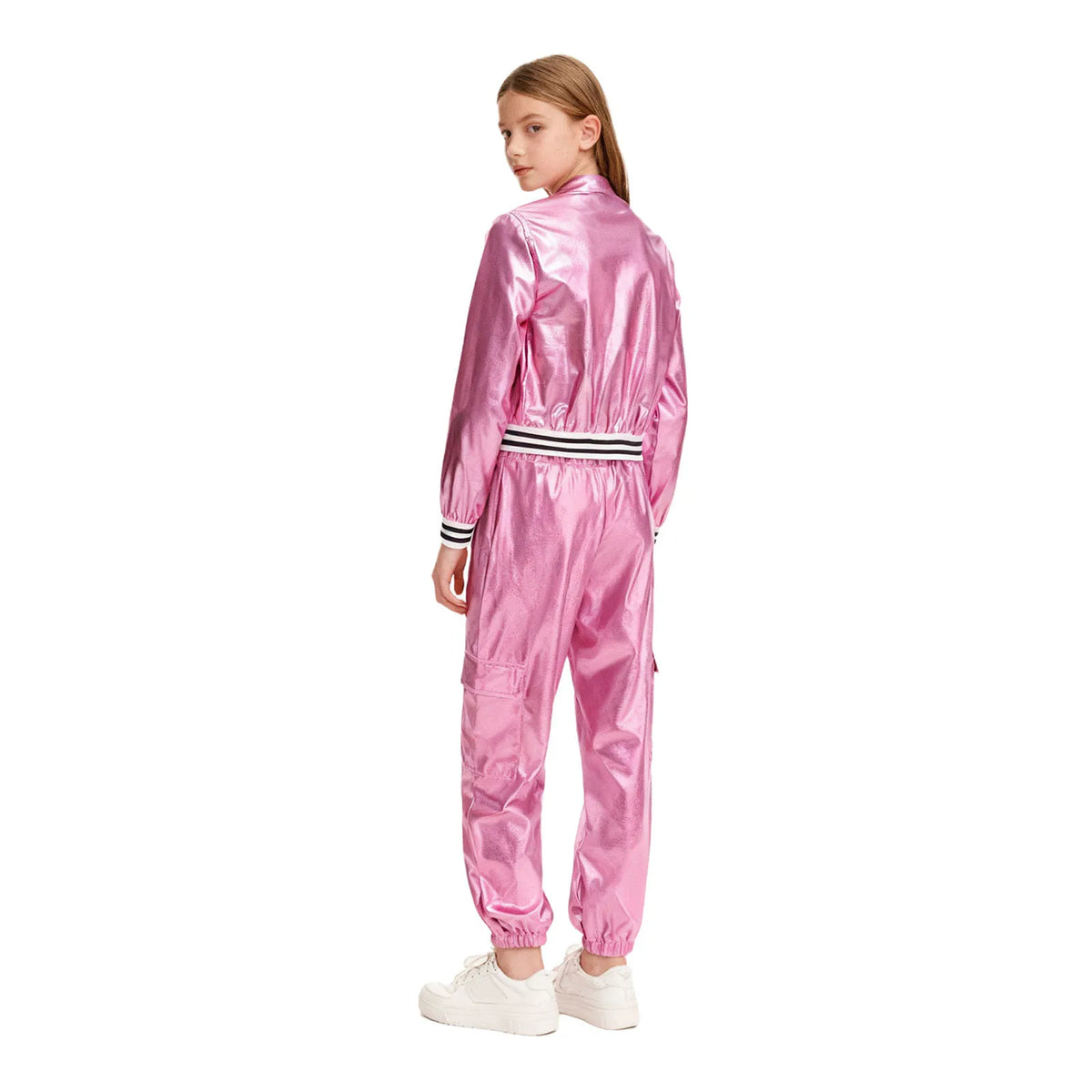 Ensemble Danse Fille Hip Hop | Veste Bomber Métallique & Pantalon | Costume Scène Carnaval Jazz