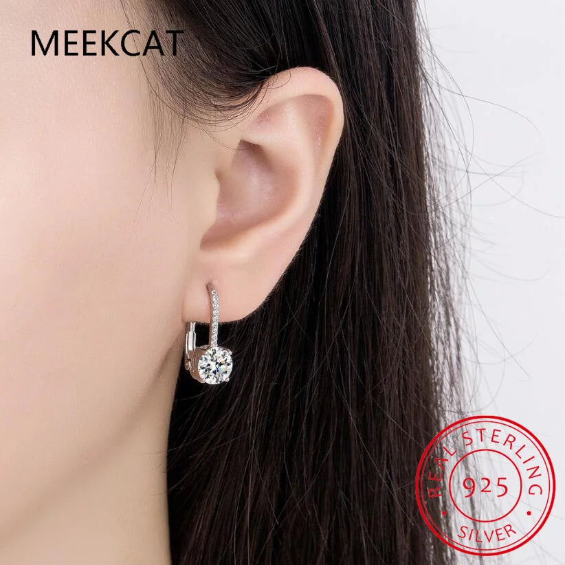 Créoles Moissanite 2 Carats Or 18k | 8mm Diamant Lab | Femme | Argent 925 Original | Huggies Luxe