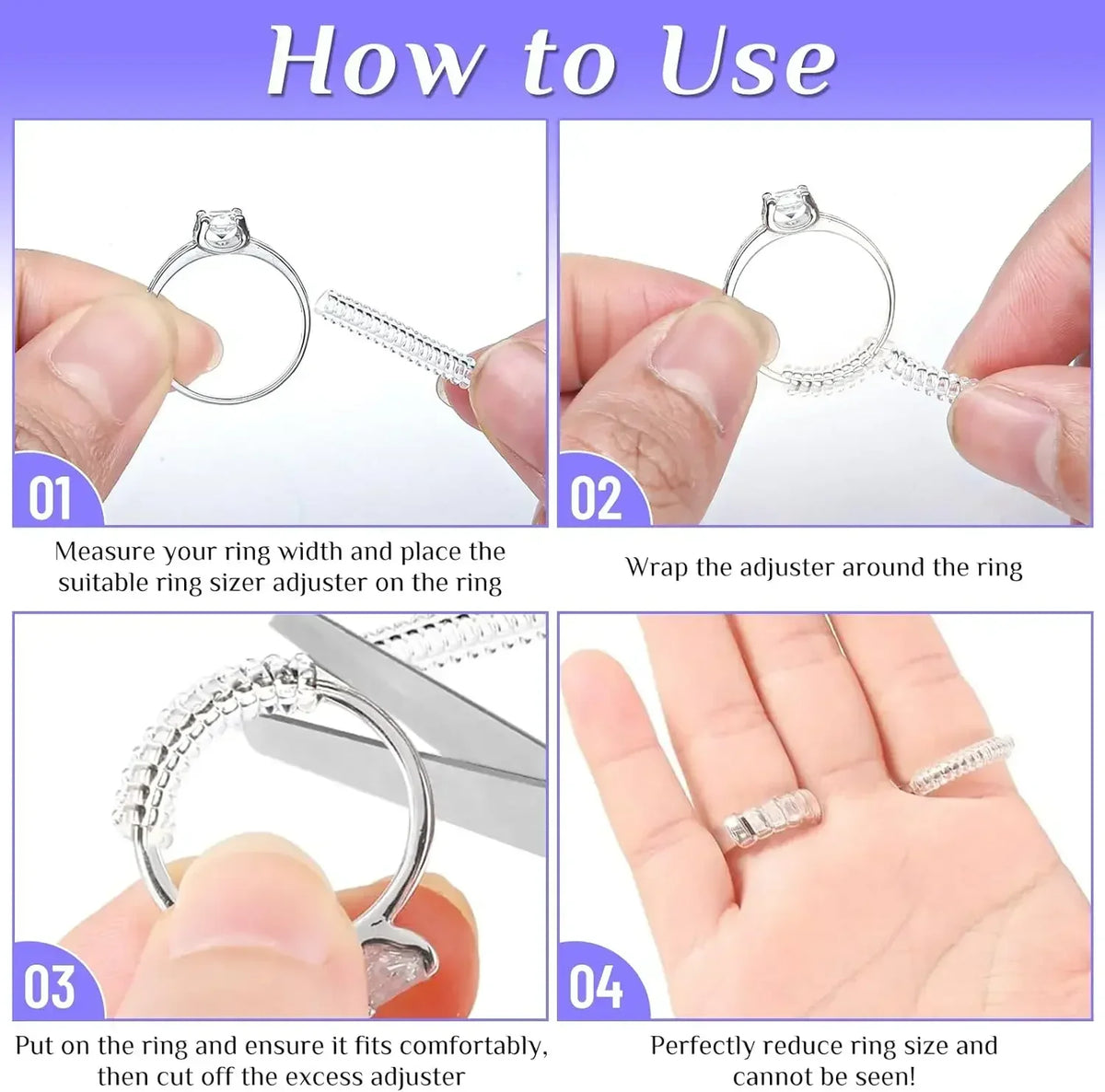 Adjust Invisible Ring Size Reducer Tools Spiral Spring Based Rings Adjust Transparent Tightener Resizing Tools Jewelry Guard