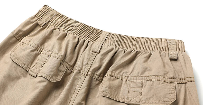 Pantalon cargo ample en coton pour homme | Taille élastique