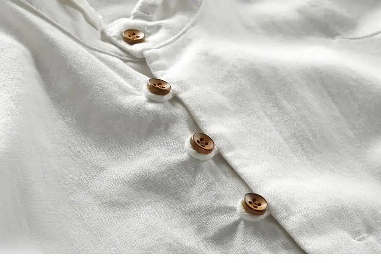 Chemise ample en coton et lin pour homme | Manches longues | M à 7XL