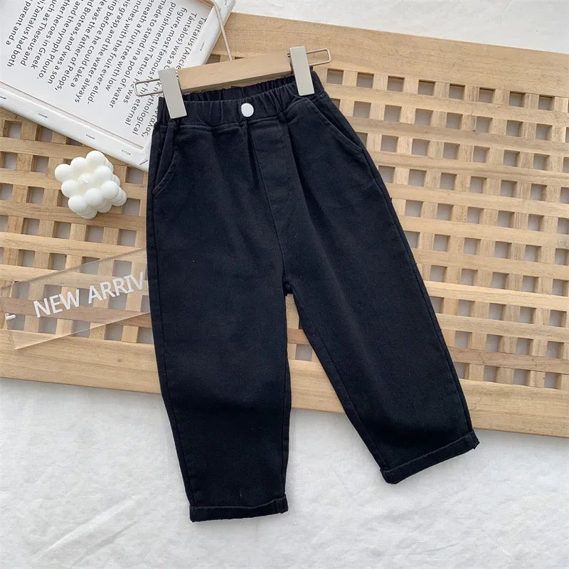 1-8 Years Boys Pants Kids Cargo Pants Mid-Rise Button Casual Outdoor Comfortable Breathable Spring Fall Fashion Children Trousers