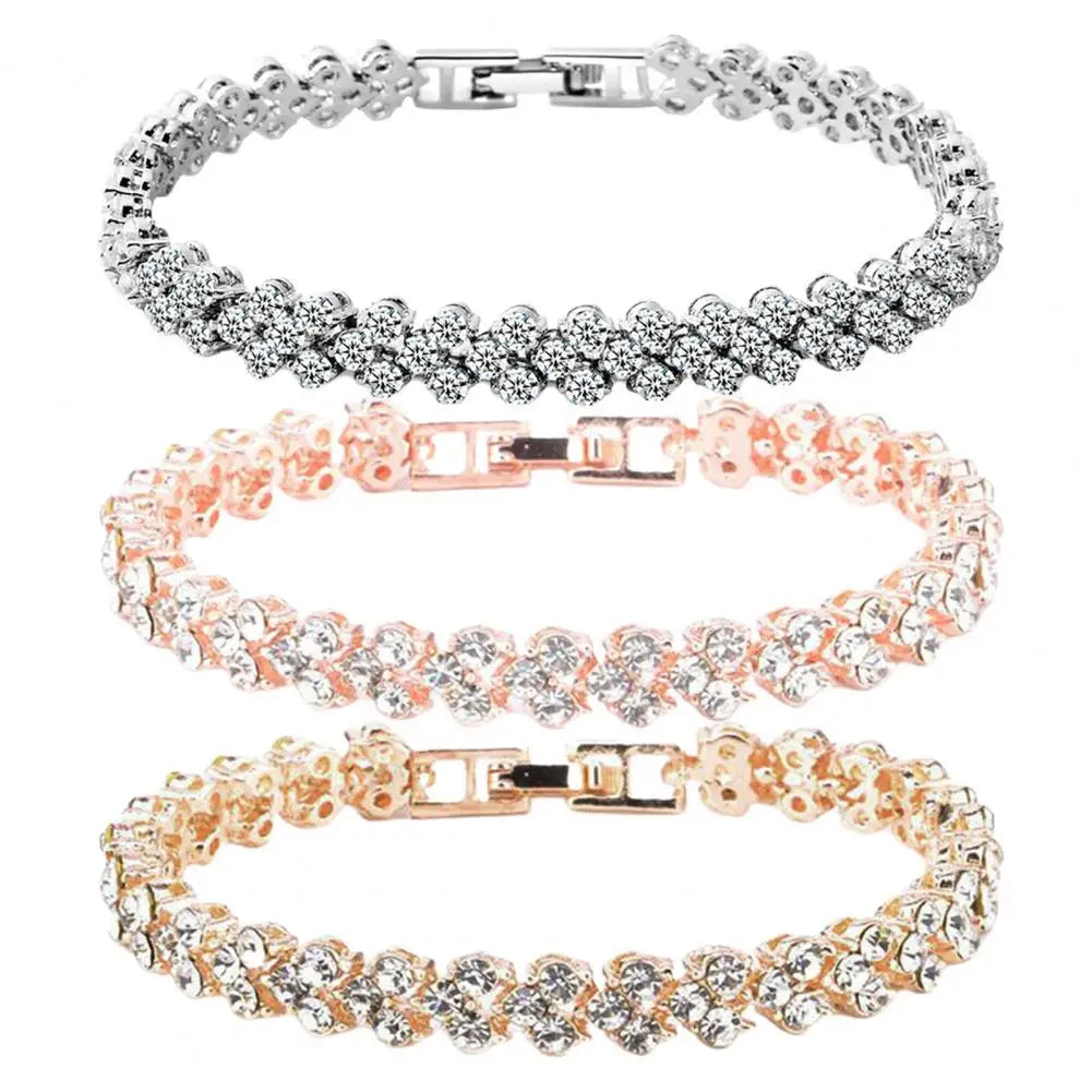 Elegant Bracelet for Women, Chain Cubic Zirconia Rhinestone Shiny Inlaid Bangle Bracelet Gifts