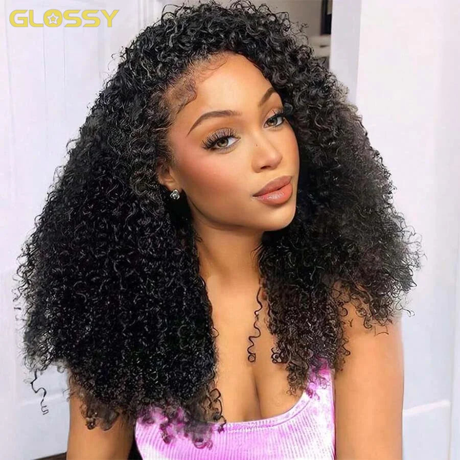 Perruque Kinky Curly Birmane | 300% Densité | 3-en-1 Demi-Perruque | Glueless | Cheveux Humains Brésiliens