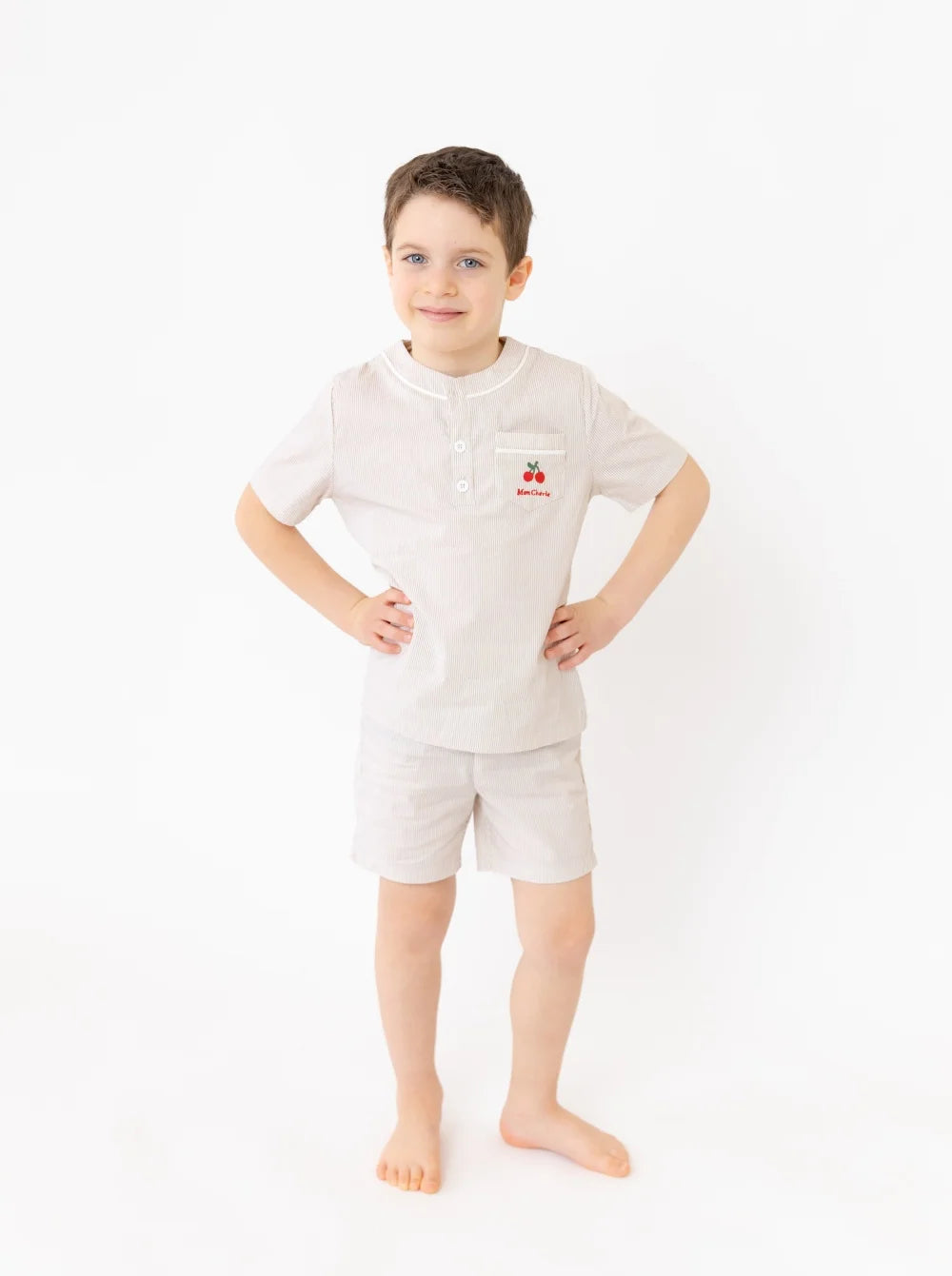 AP SS26 Friday Night Pinstripe Collection Kids Boys Girls Cotton Striped Maxi Dress Shirt Baby Set Family Matching Clothing