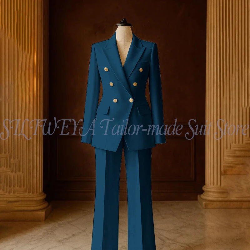 Ensemble Tailleur 2 Pièces Femme | Veste Double Boutonnage & Pantalon Droit | Élégant Bureau Toutes Saisons | Sur Mesure
