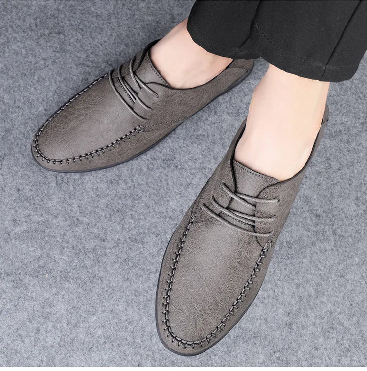 Mocassins Homme Mariage | Cuir Fendu Blanc | Chaussures Conduite Légères | Slip-On Casual Élégant 2026