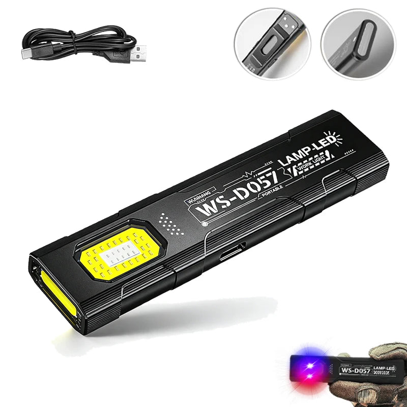 Mini Portable Rechargeable LED Torch Light, Waterproof Outdoor Work Pocket Flashlight with Magnetic Grip, Compact LED Flashlight
