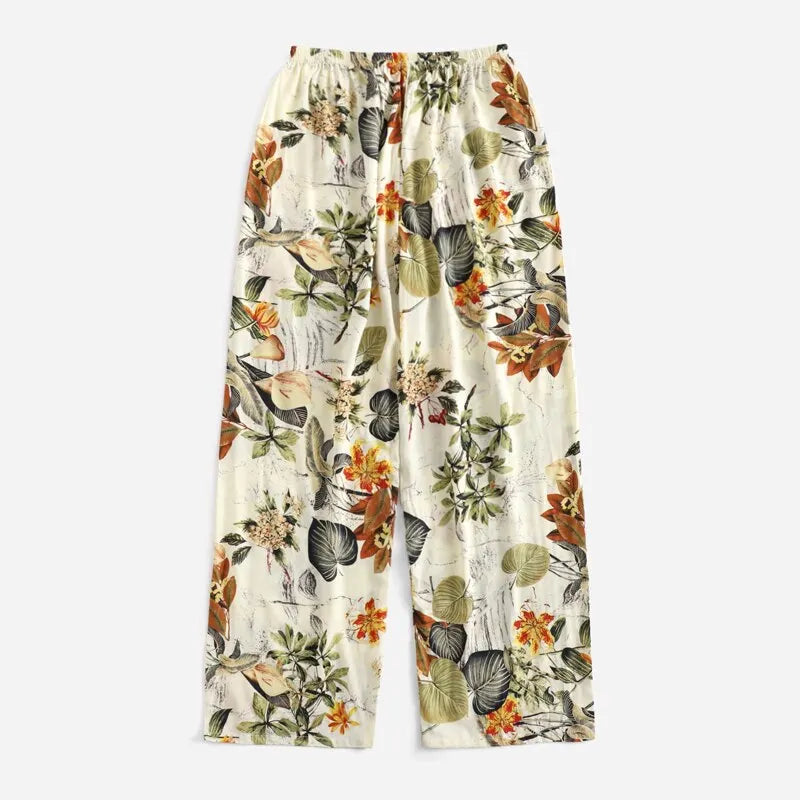 Women's Casual Loose Wide Leg Cozy Pants Sweatpants Summer Beach Pants High Stretch Elastic Waistband