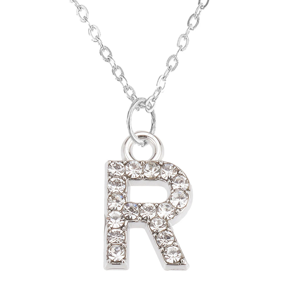 Collier Pendentif Lettre Brillant A-Z | 26 Initiales | Chaîne Clavicule | Bijou Saint-Valentin & Cadeau