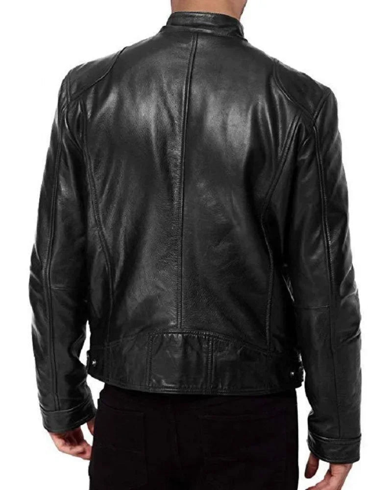 Men's Leather Jacket Bomber Motorcycle Biker PU Leather Casual Loose Fit Faux Jacket For Men