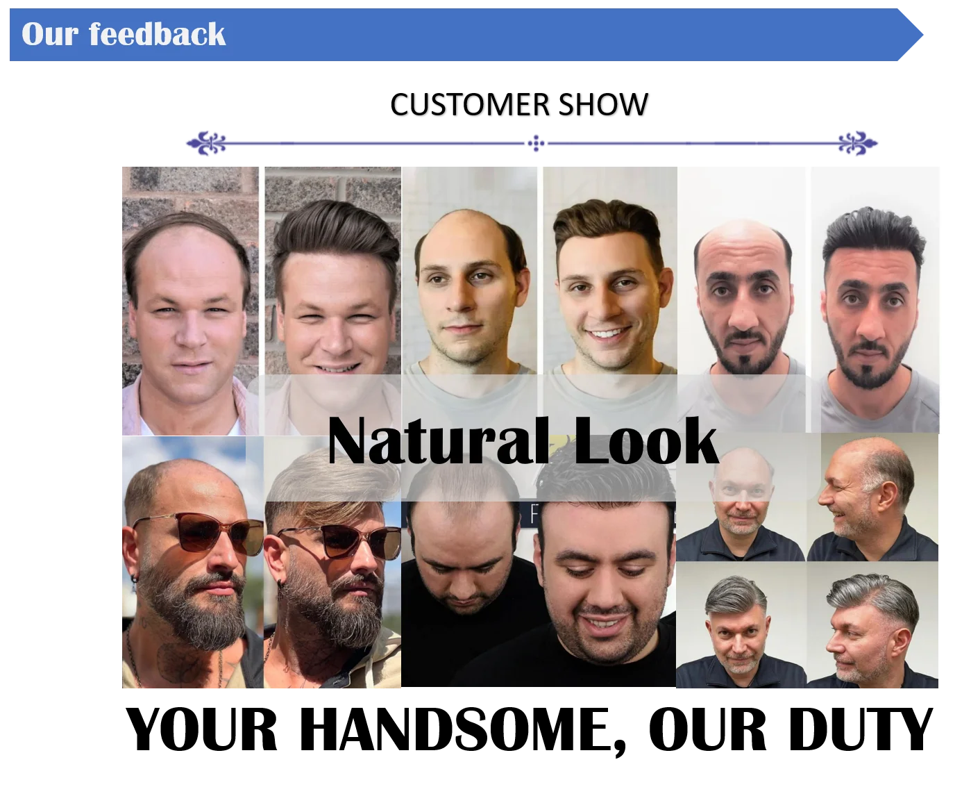 Hotsale 100% Human Hair Piece Men Topper  V Loop Super Thin Skin PU Front Line Forehead System Toupee Patch Wig for Men