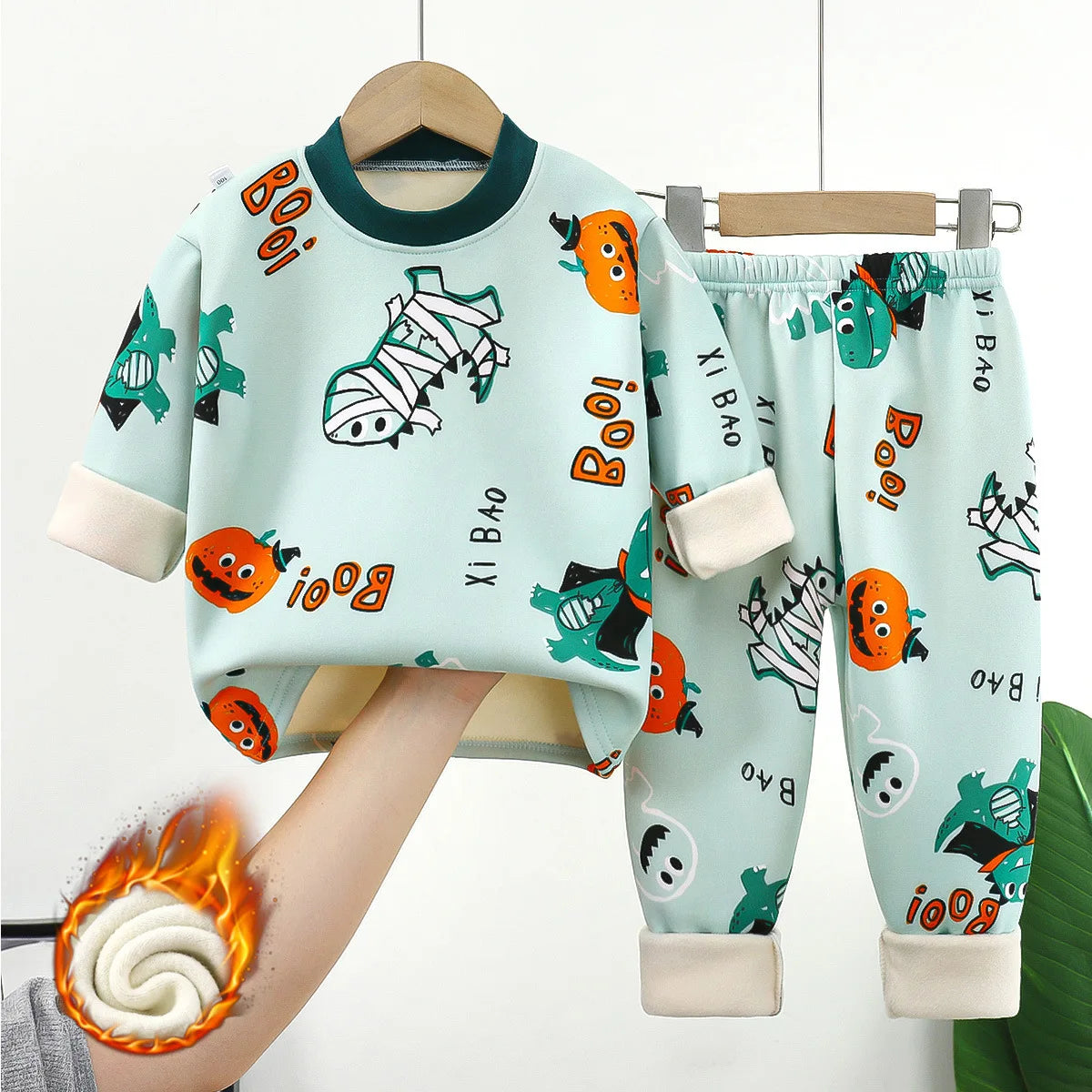 2024 Winter Kids Clothing Sets Warm Fleece Pajamas For Boys And Girls Thicken Children Sleepwear Velvet Baby Thermal Underwear