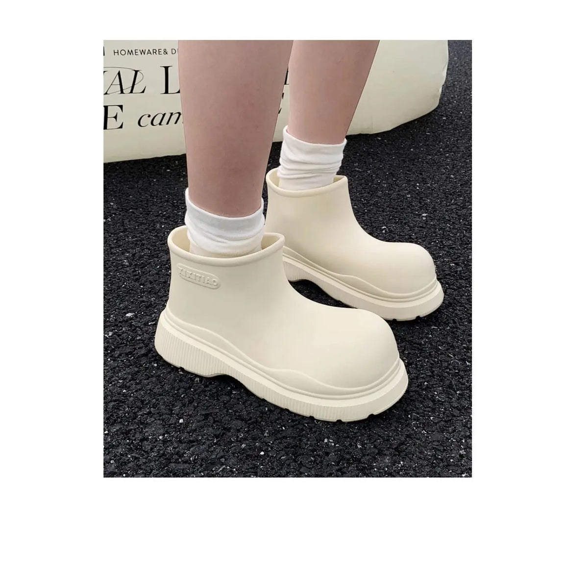 Bottes de Pluie Femme Imperméables | Tige Courte Large | Semelle Épaisse | Chaussures Eau Confortables