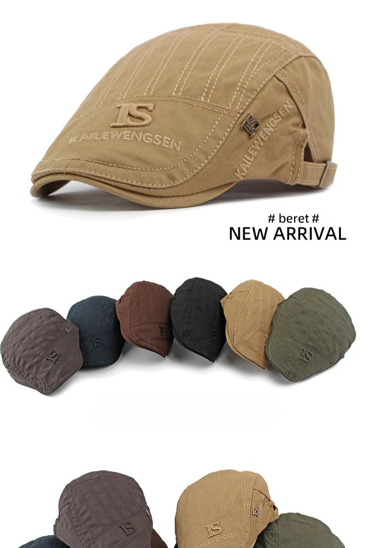 2026 Hat Men's Spring Summer Embroidery Cotton Cap British Vintage Fashion Forward Hat Women's Casual Beret Youth Hat