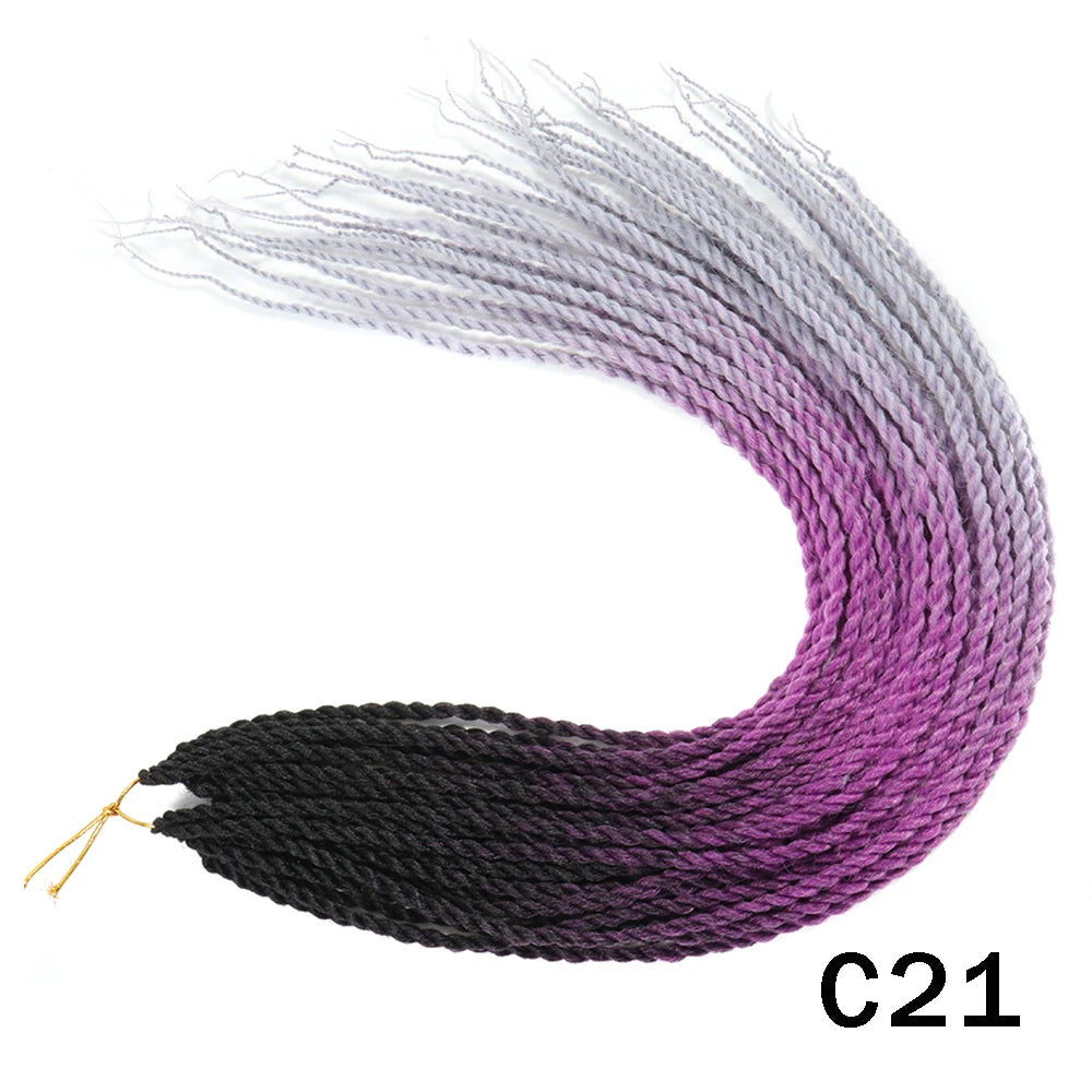 Tresses Senegalese Twist Crochet Synthétiques 24 Pouces | Brun | 30 Racines | Extensions Femme