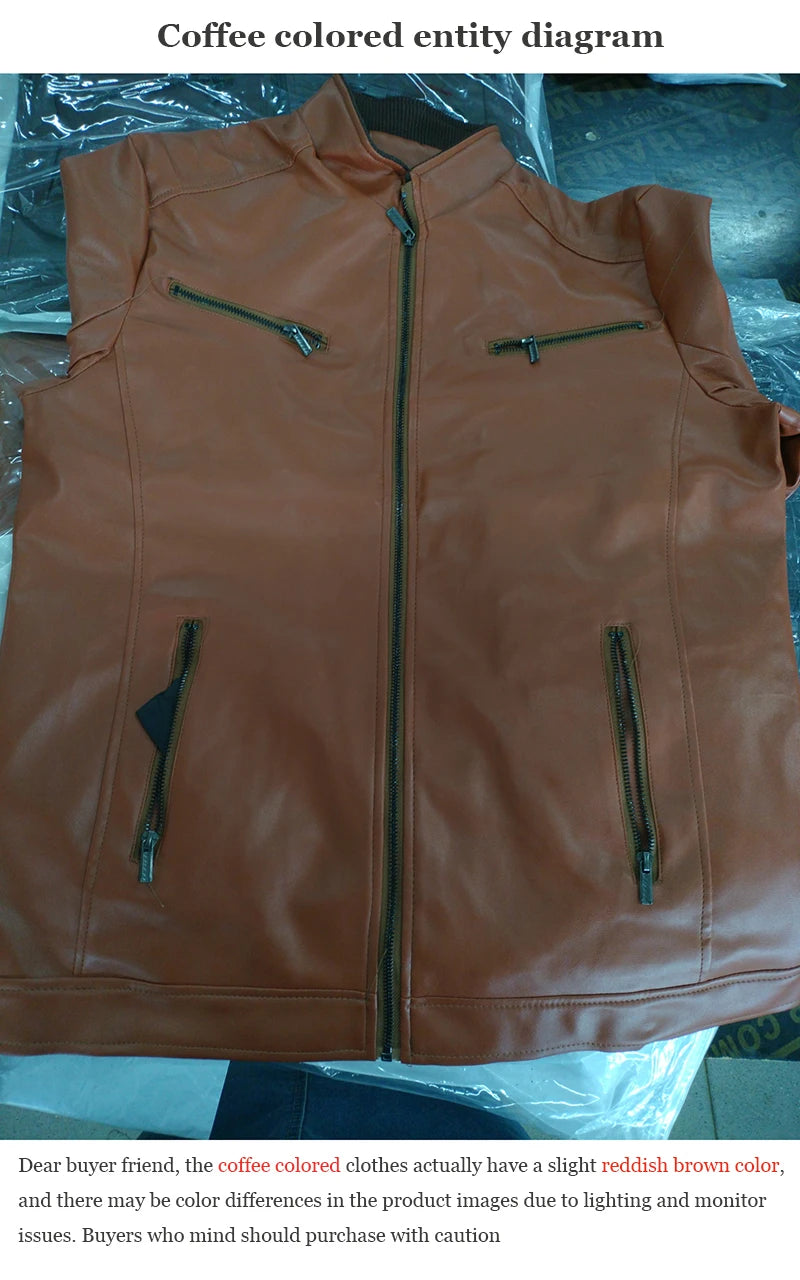 Veste style motard en similicuir PU pour homme | Zippée
