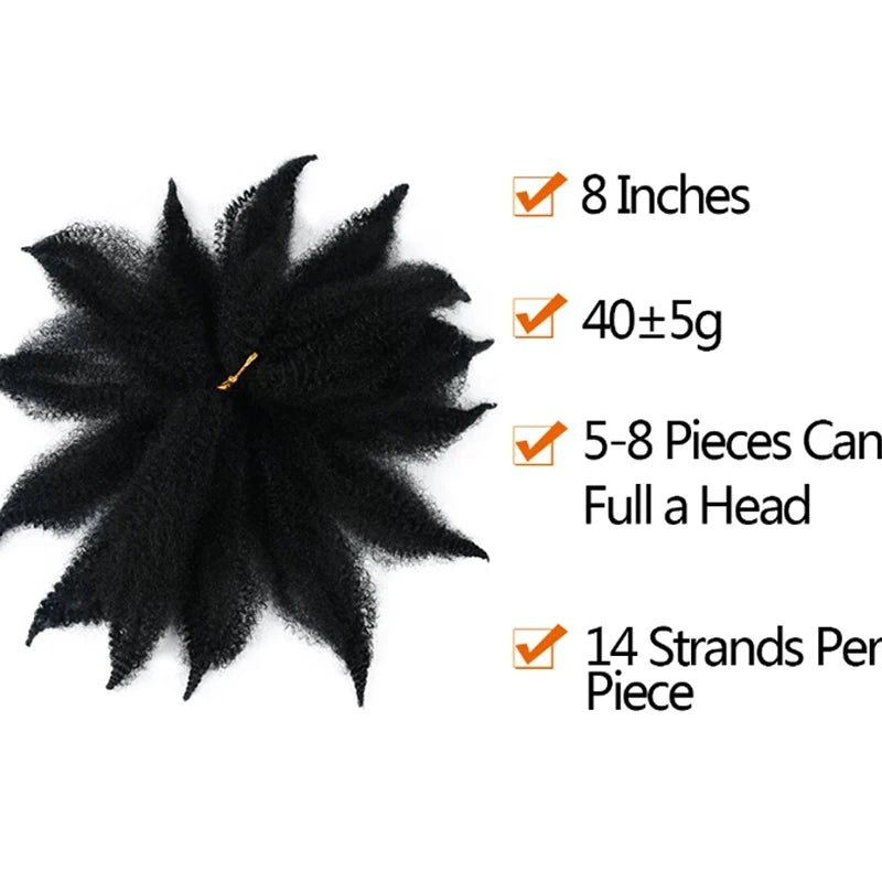 Synthetic 8 inch Braids Hair Soft Afro Kinky Twist Crochet Braid Hair Extensions Curl Locks Crochet Braiding Hair