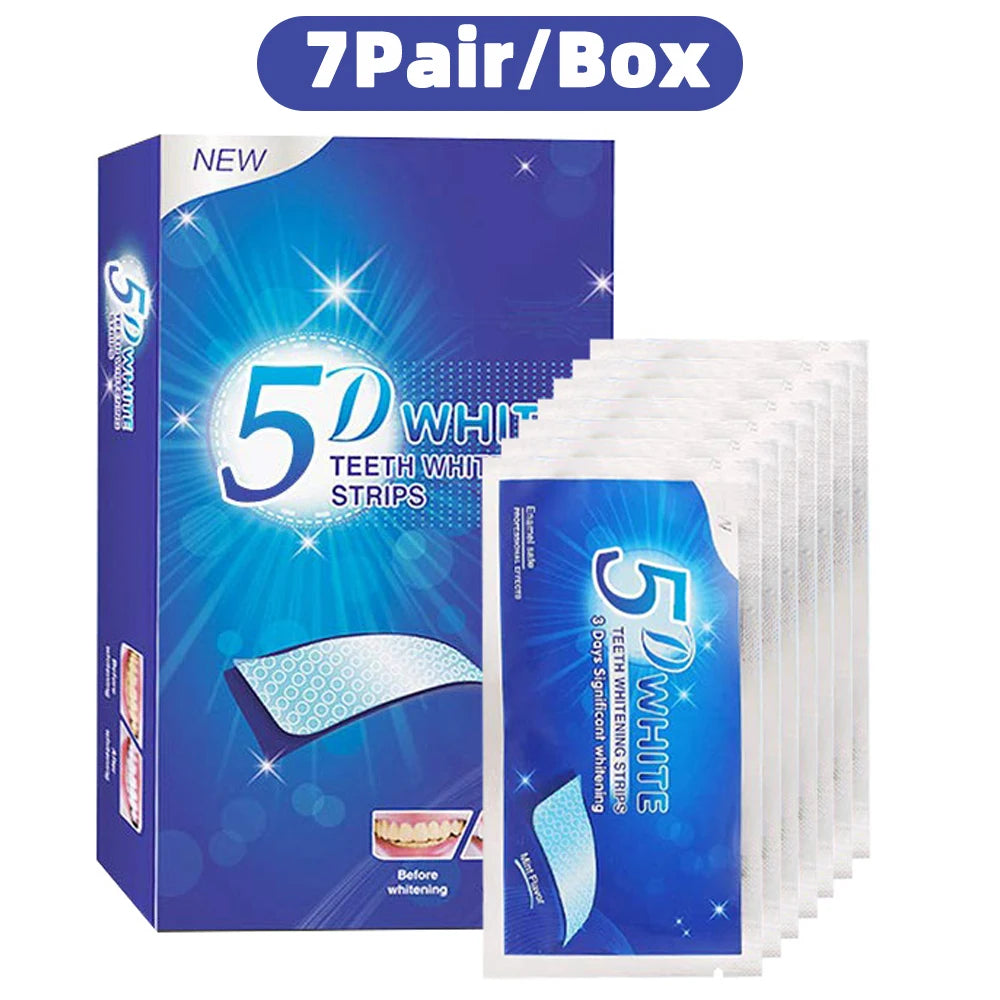 Bandelettes Blanchissantes 5D | Gel Blanchiment Dents | Élimine Taches Café & Tabac | Kit Maison