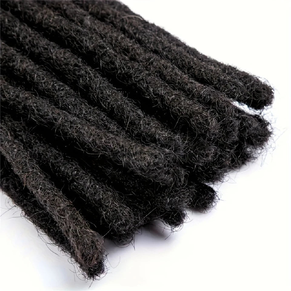 100% Real Human Hair Dreadlock Extensions for Men/Women, Fully Handmade Human Hair Locs Extension, 8-24 Inch, 0.8 cm Width, 10-40 Pcs