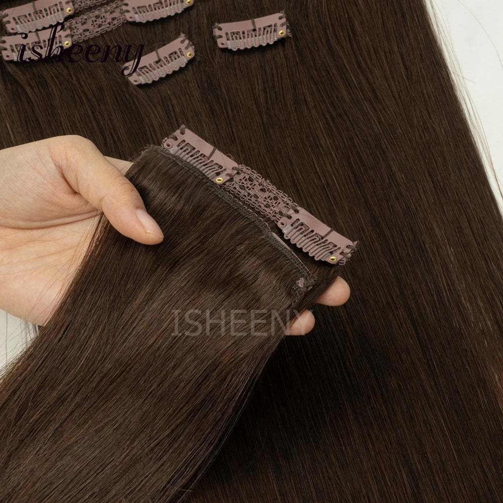 Extensions à Clips Cheveux Humains | Blonde Naturelle Brésilienne Remy | 12-20 Pouces | 7 Pièces/Set