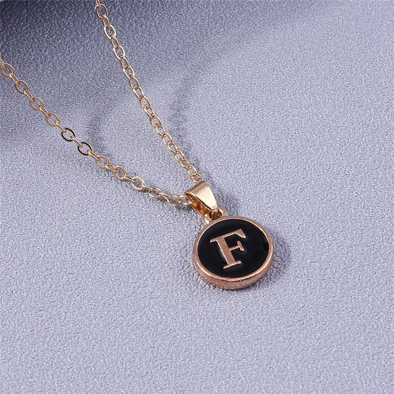 Collier Pendentif Initiales Femme | 26 Lettres A-Z Émail | Bijou Tendance Cadeau Anniversaire Fille