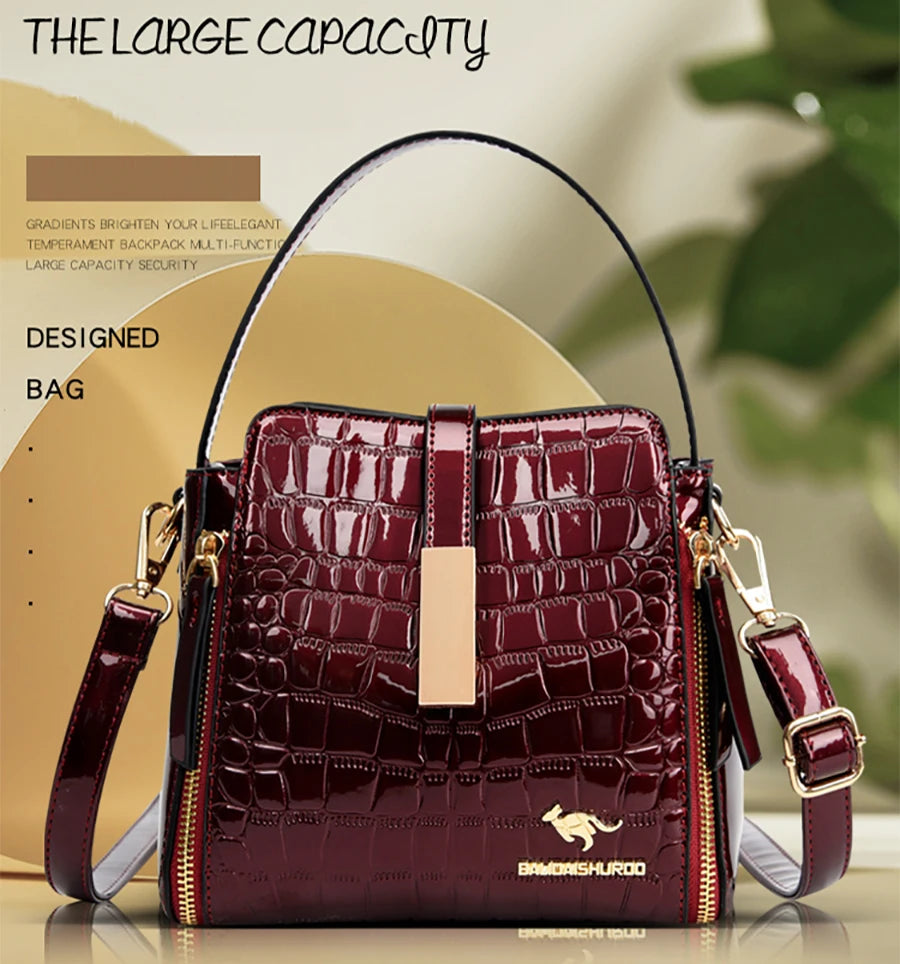 Sac à Main Femme Retro | Motif Crocodile Designer | Sacoche & Bandoulière | Cuir | Clutch Élégant