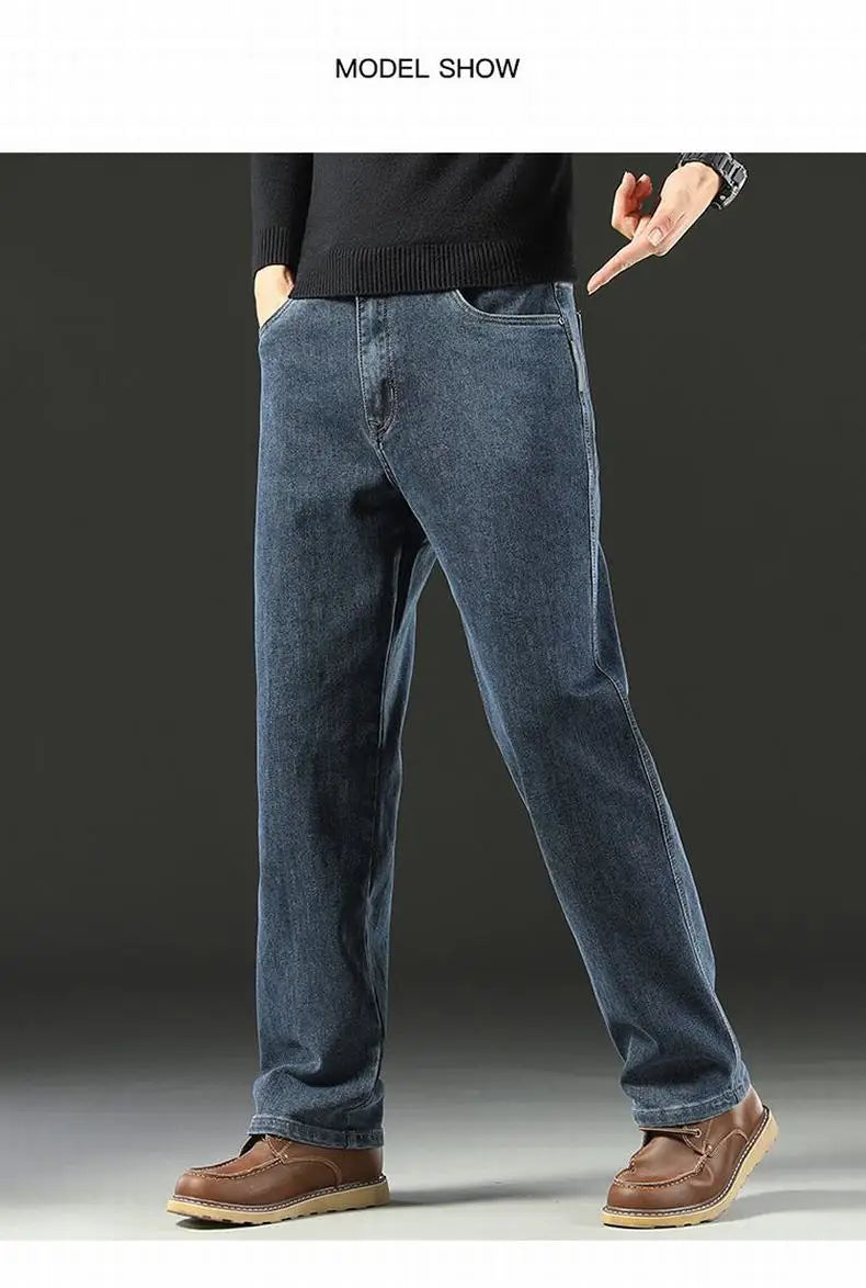 Jean droit ample en denim pour homme | Taille mi-haute