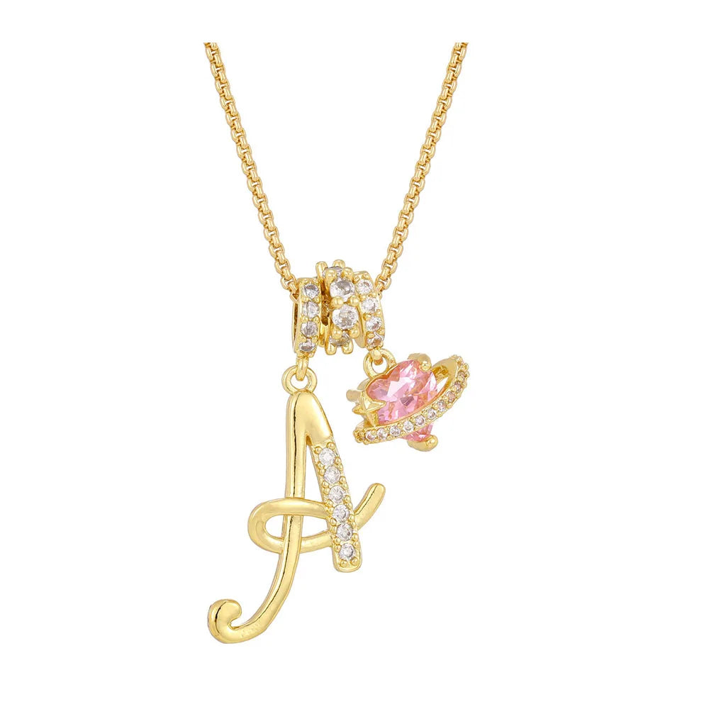 Women's Initial Heart Necklace with Customizable Name Art Design Letter Jewelry Gold Chain Set Adjustable Size Hypoallergenic