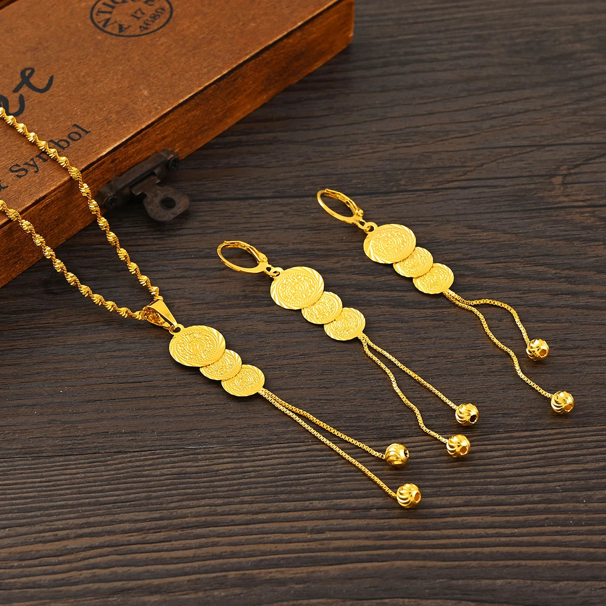 Fashion Jewelry Sets Classical Necklaces Earrings Set Gold Color Brass,Arab/Africa Wedding Bride's Dowry Women Girls Gifts