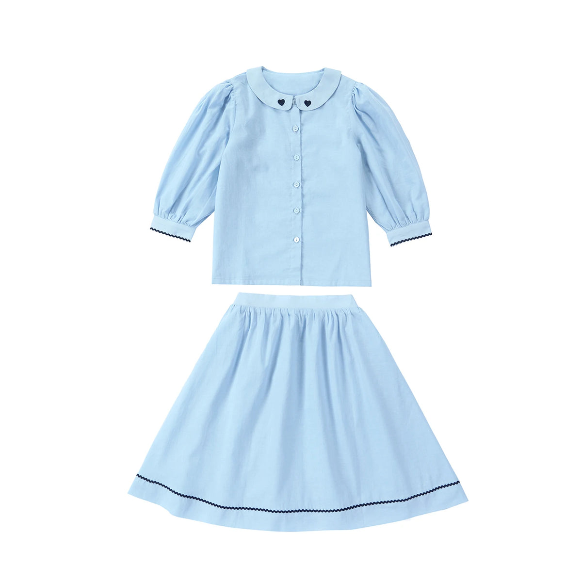Tenue Famille Assortie AP Barcelone | Robe Fille Broderie & Ensemble Garçon Carreaux | Collection Bleue
