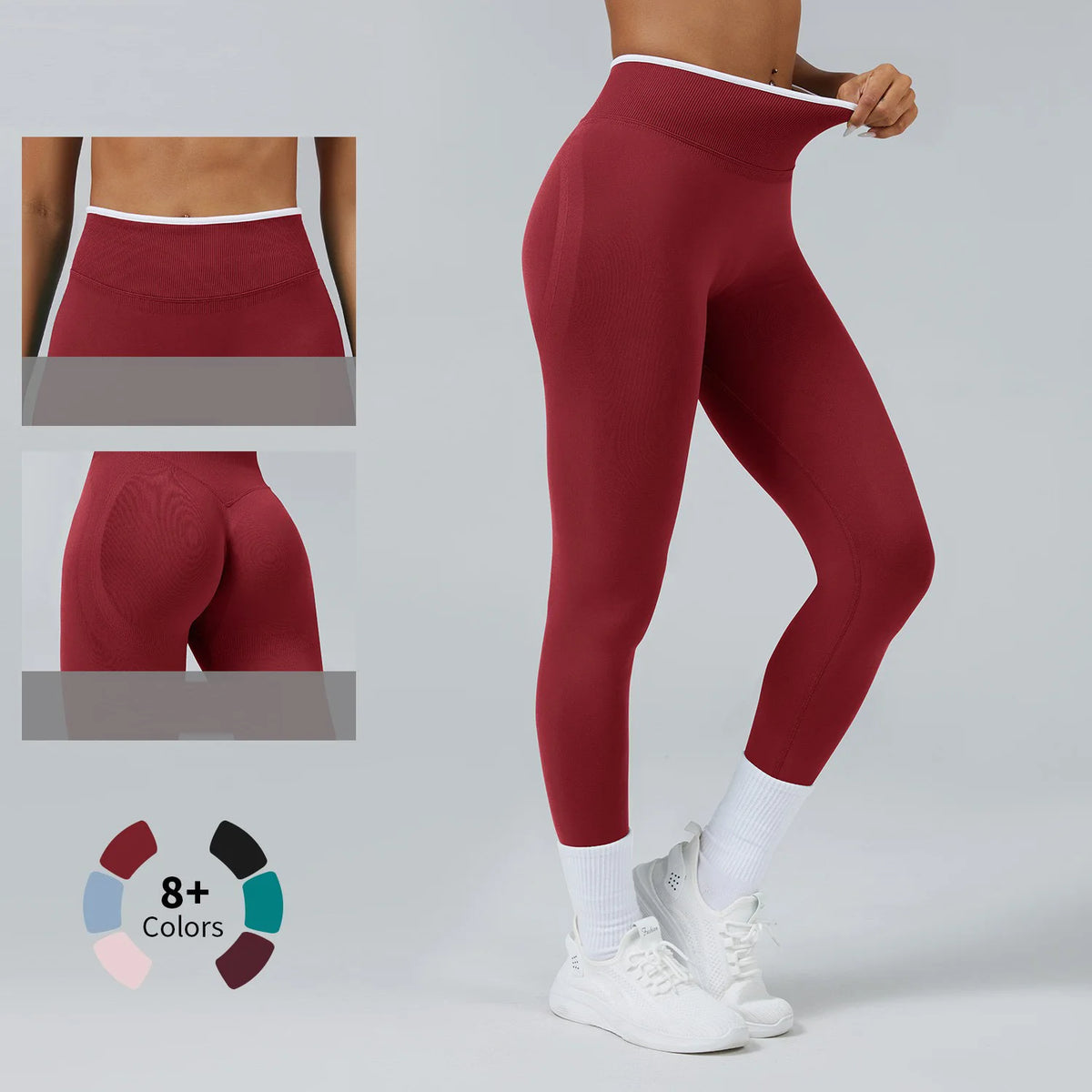 Women's Mid-Waist Seamless Yoga Leggings Push-Up Sports Fitness Running Pants Hip Lift High Elastic Gym Leggings Sport Leggings