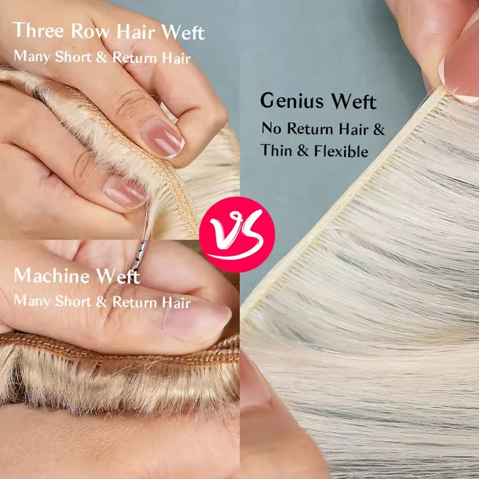 Tissage Weft Remy Européen | Lisse & Bouclable | Blonde Naturelle | 18-30 Pouces | Extensions Salon
