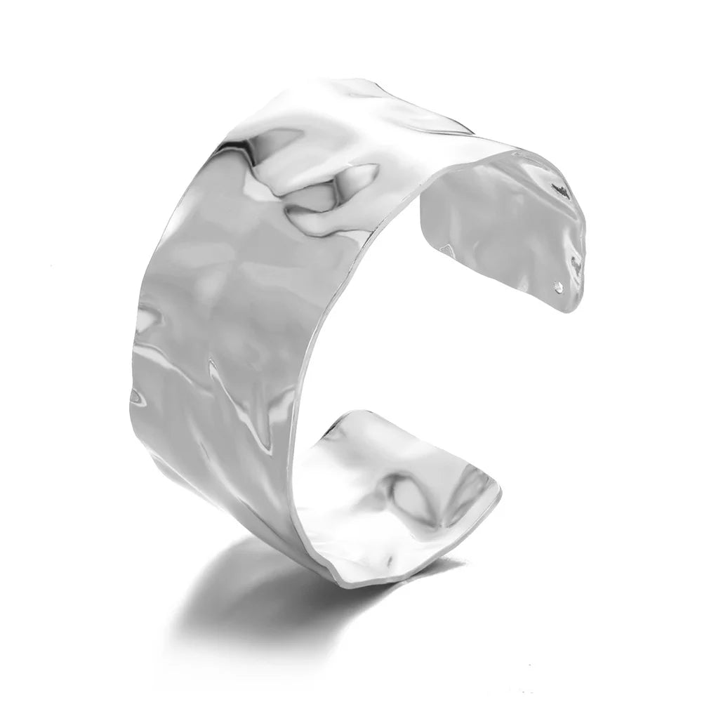 Exquisite Classic Bump Pattern Opening Bangles Bracelet For Women Cuff Bracelet Gold Color Stainless Steel Hand Ornament Gift
