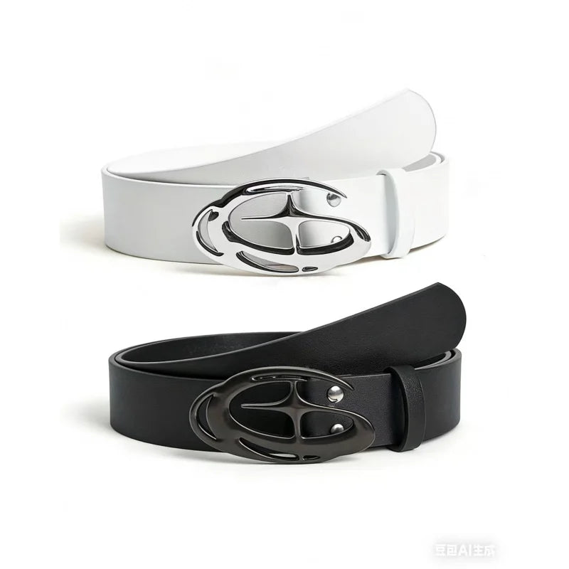 Fashion Women's Two-Piece Belt Set [Black + White] Plus-Size Belt Set, Suitable for Waist Circumference 29.53-37.4 Inches, Decor