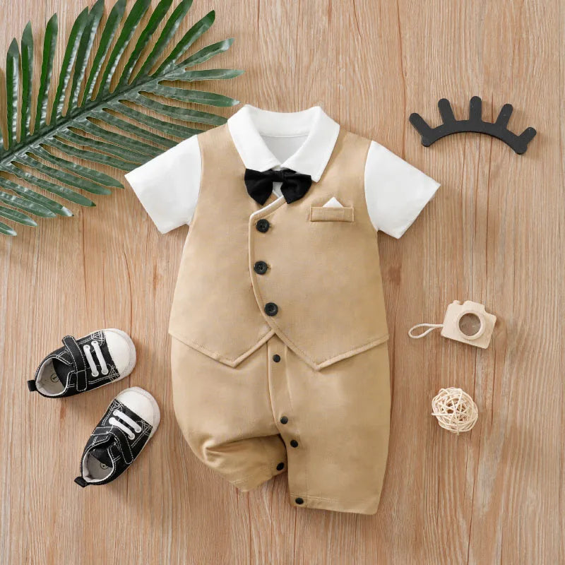 Body Bébé Style Gentleman | Coton Doux Confortable | Manches Courtes | Fille & Garçon | 0-18 Mois (v2)