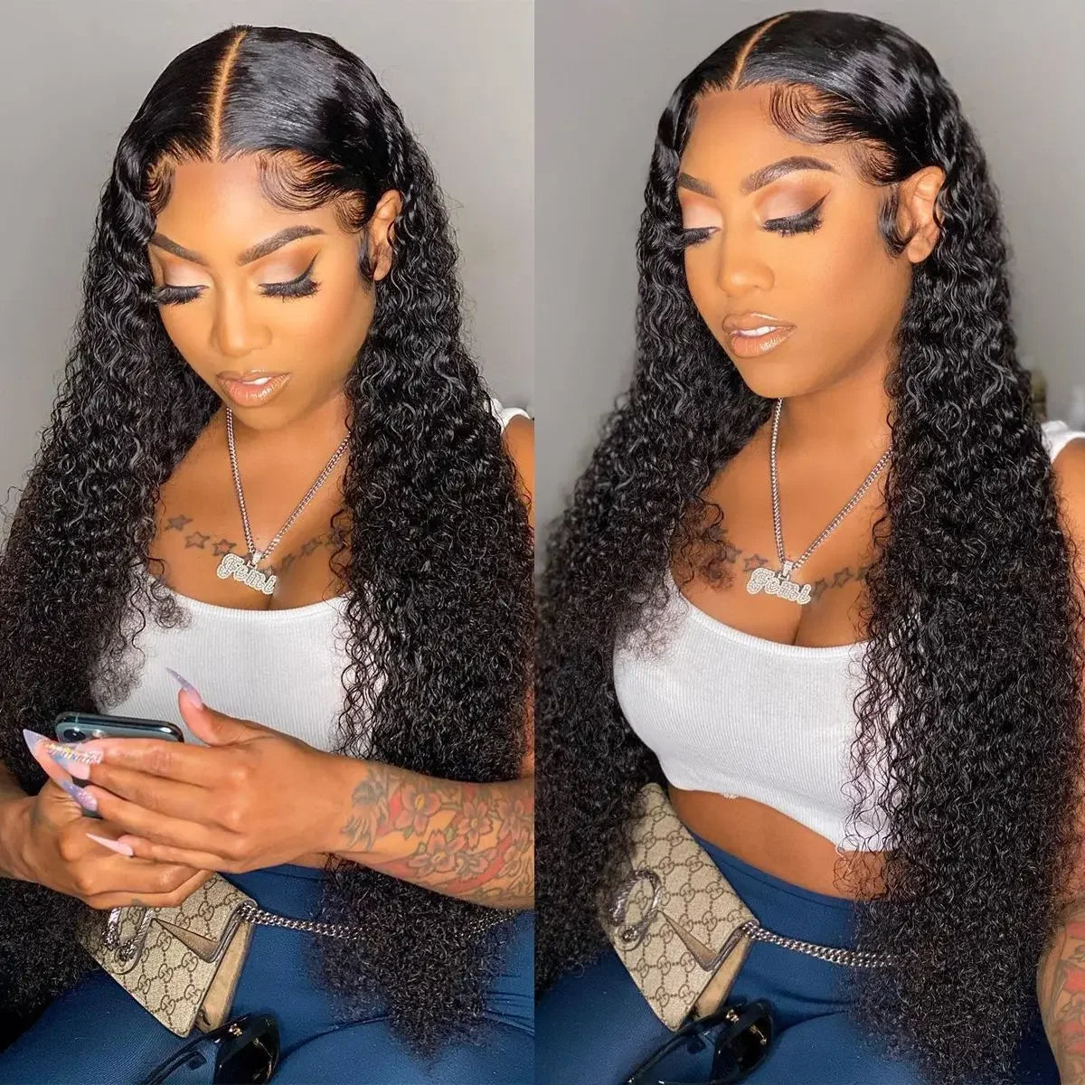 Perruque Kinky Curly Swiss Lace | Glueless | Pré-Pluçuée | Ligne Naturelle | Cheveux Humains | Femme