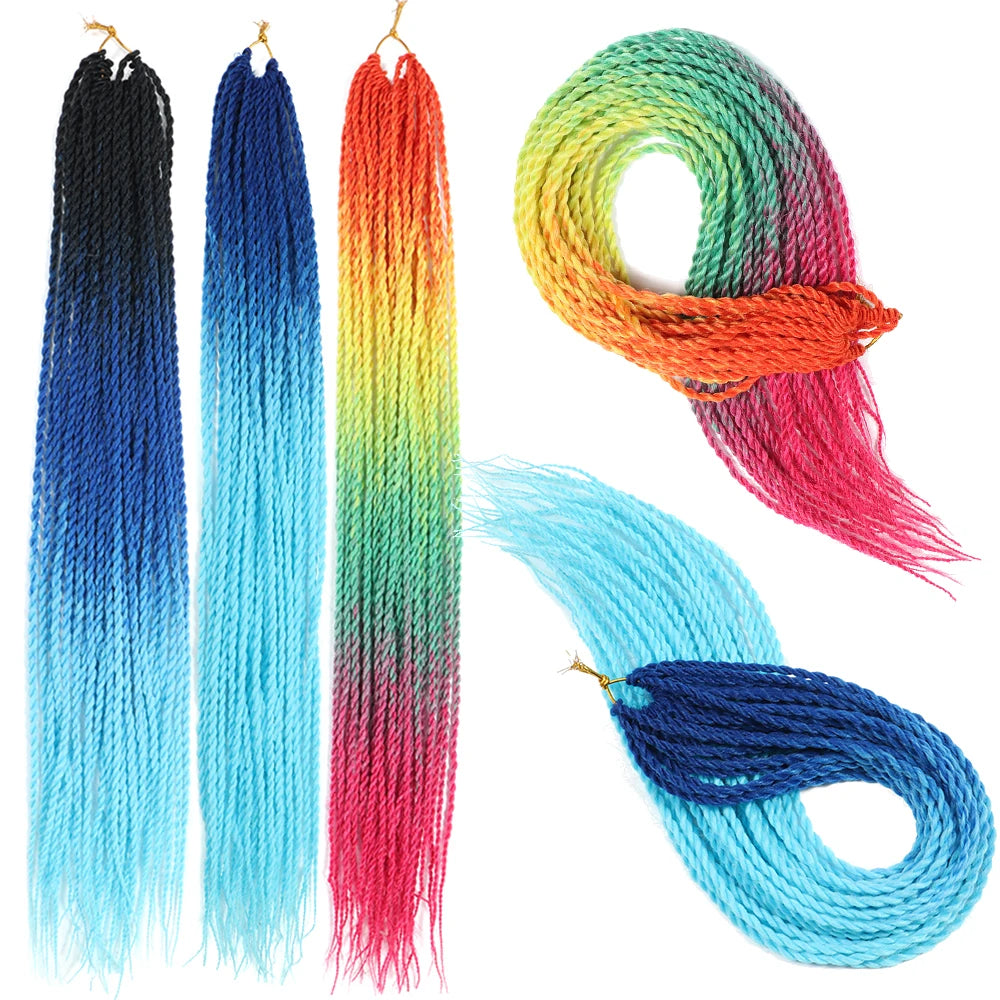 Tresses Senegalese Twist Crochet 24 Pouces | Dreadlocks Synthétiques | 30 Racines | Extensions Femme