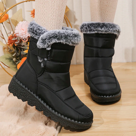 2026 Waterproof Snow Boots for Women Winter Shoes Faux Fur Plush Ankle Boots Woman Plus Size Non-Slip Warm Cotton Botas Mujer