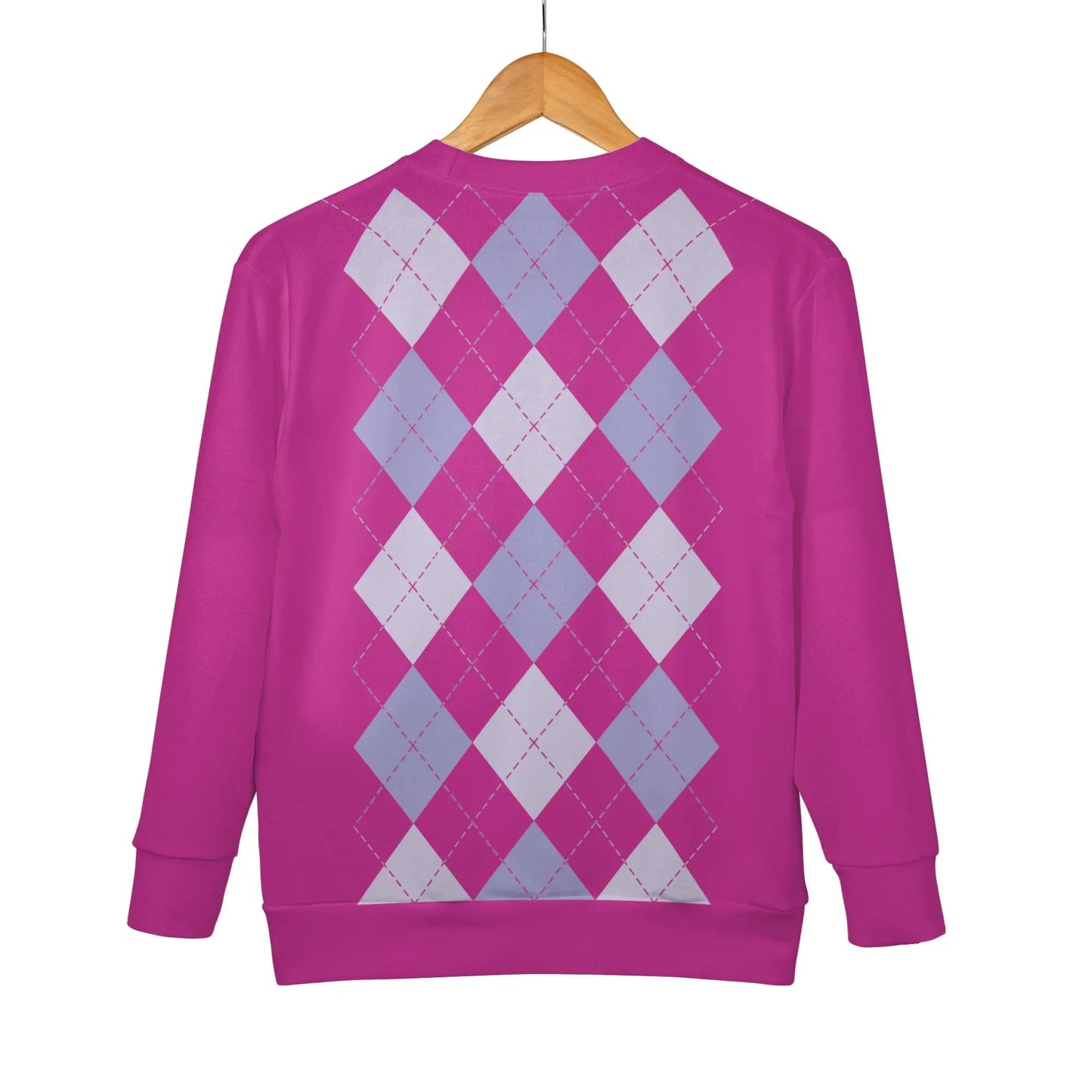 Kids' Fall/Winter Fashion Staple: Pink Diamond Round Neck Hoodie, Blending K-POP and Preppy Style, Versatile and Comfortable