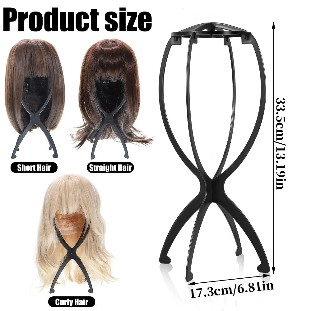 2 foldable wig stands, plastic portable hat display stand, durable barber shop fashion model stand, Wig racks