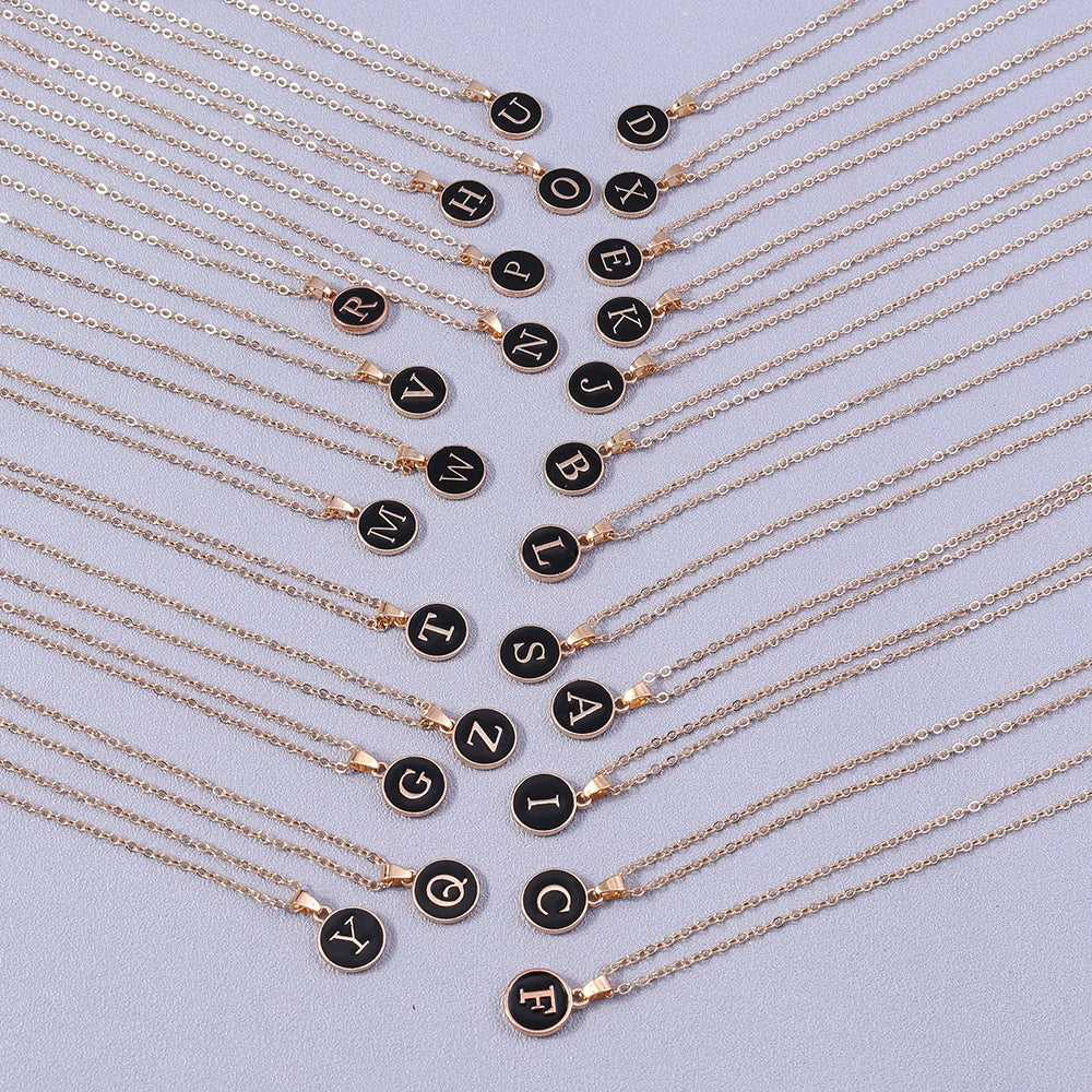 Collier Pendentif Initiales Femme | 26 Lettres A-Z Émail | Bijou Tendance Cadeau Anniversaire Fille