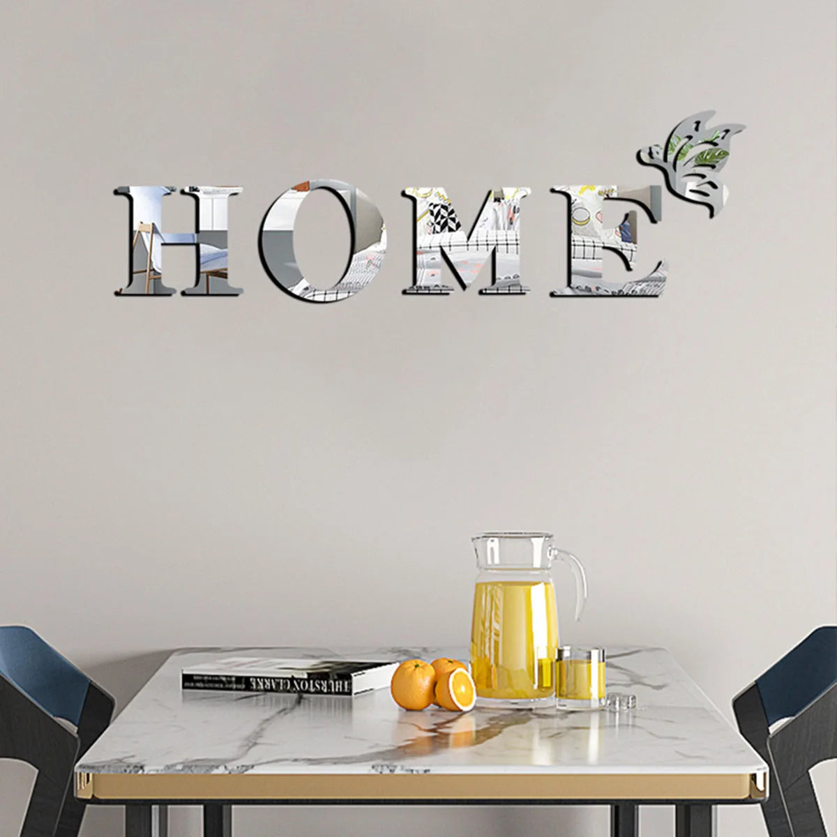 Sticker Miroir 3D Logo HOME | Décoration Entrée & Maison | Autocollant Mural Design