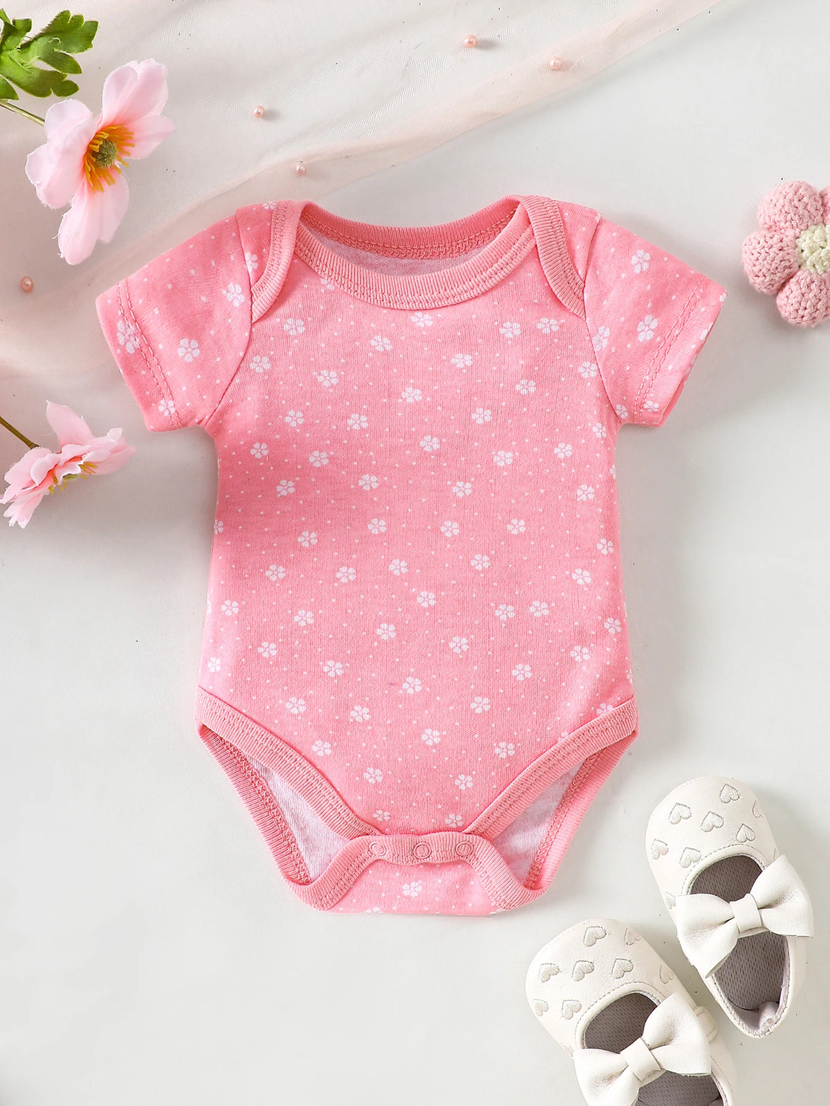 3-Piece Baby Bodysuits | 100% Cotton | Pink LOVE Print | For 0-9 Months Infants