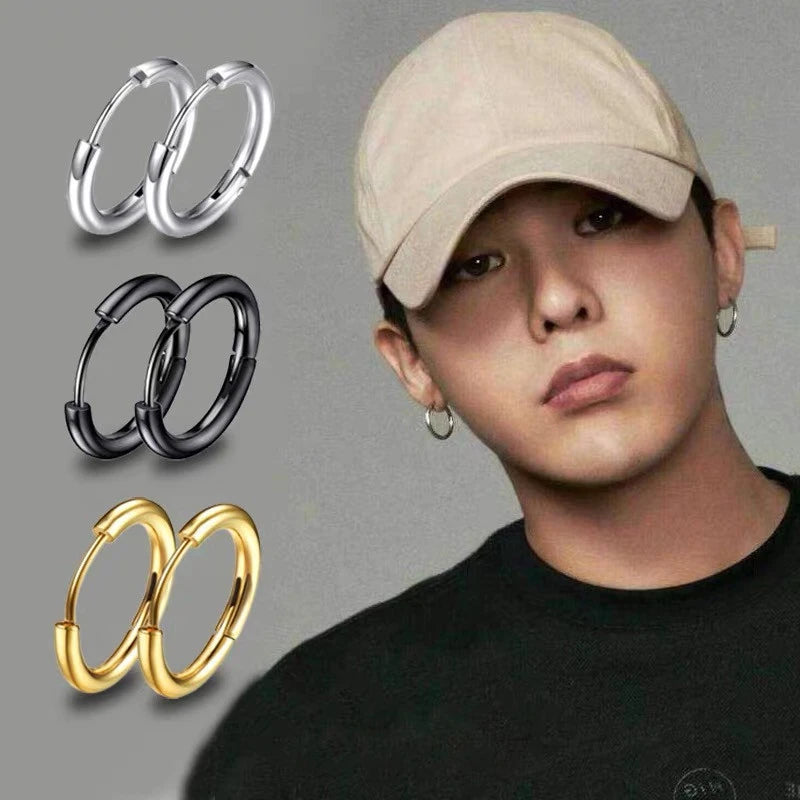 Boucles d'Oreilles Créoles Acier Inoxydable | Petites Couleur Or | Femme Homme Fille | Piercing Cartilage | Bijou Mode