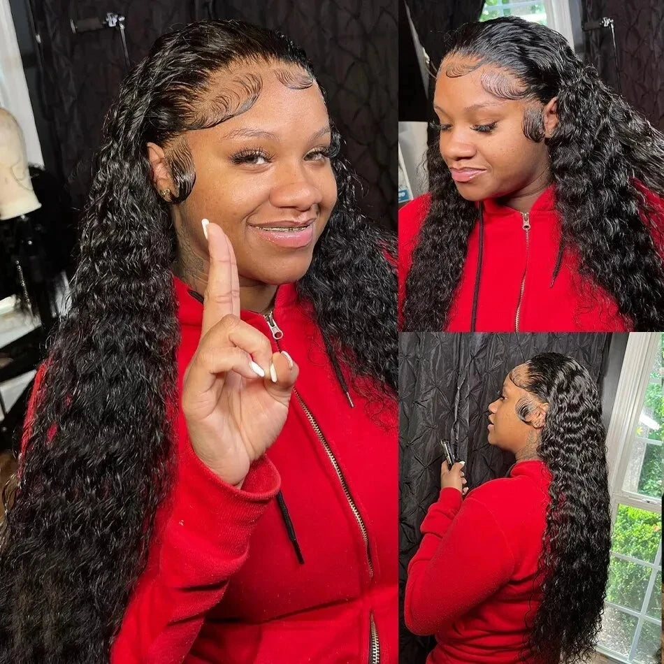 Perruque Deep Wave Brésilienne | 13x6 HD Lace Frontal | 250% Densité | Jusqu'à 40 Pouces | Water Wave Curly