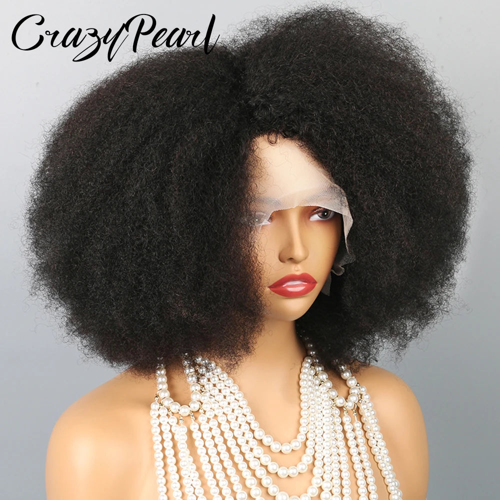 Perruque Afro Kinky Curly | 13x2 T Part Lace Front | 200% Densité | Mélange Cheveux Humains | Femmes Noires