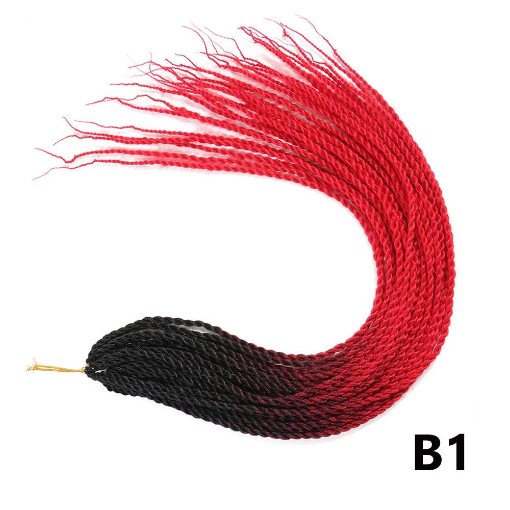 Tresses Senegalese Twist Crochet Synthétiques 24 Pouces | Brun | 30 Racines | Extensions Femme