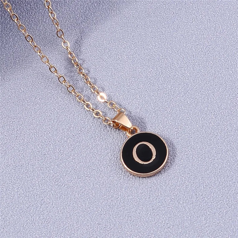 Collier Pendentif Initiales Femme | 26 Lettres A-Z Émail | Bijou Tendance Cadeau Anniversaire Fille