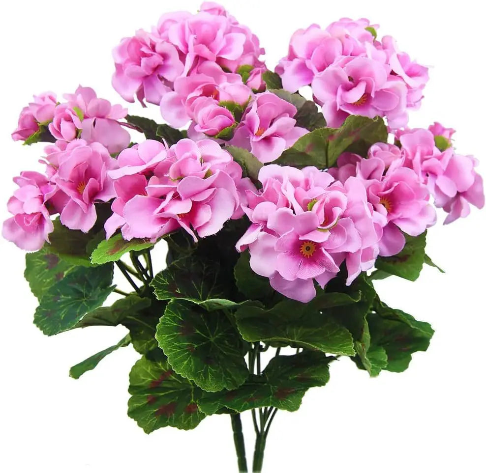 Uflower 1Pc Artificial Begonia Flower Plants for Wedding Bouquet Home Garden Bonsai Christmas Wreath Decor